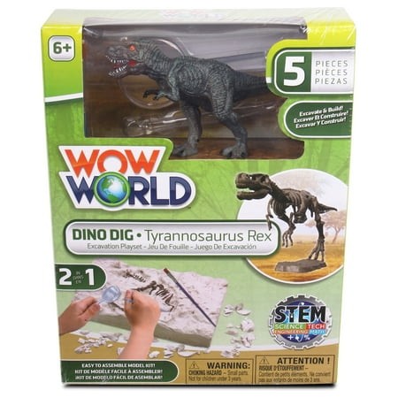 WowWorld: Dino Dig - Tyrannosaurus Rex - All-in-One Dinosaur Skeleton Excavation Kit Tools & Construction Figurine Educational Science Toy Kids 6+