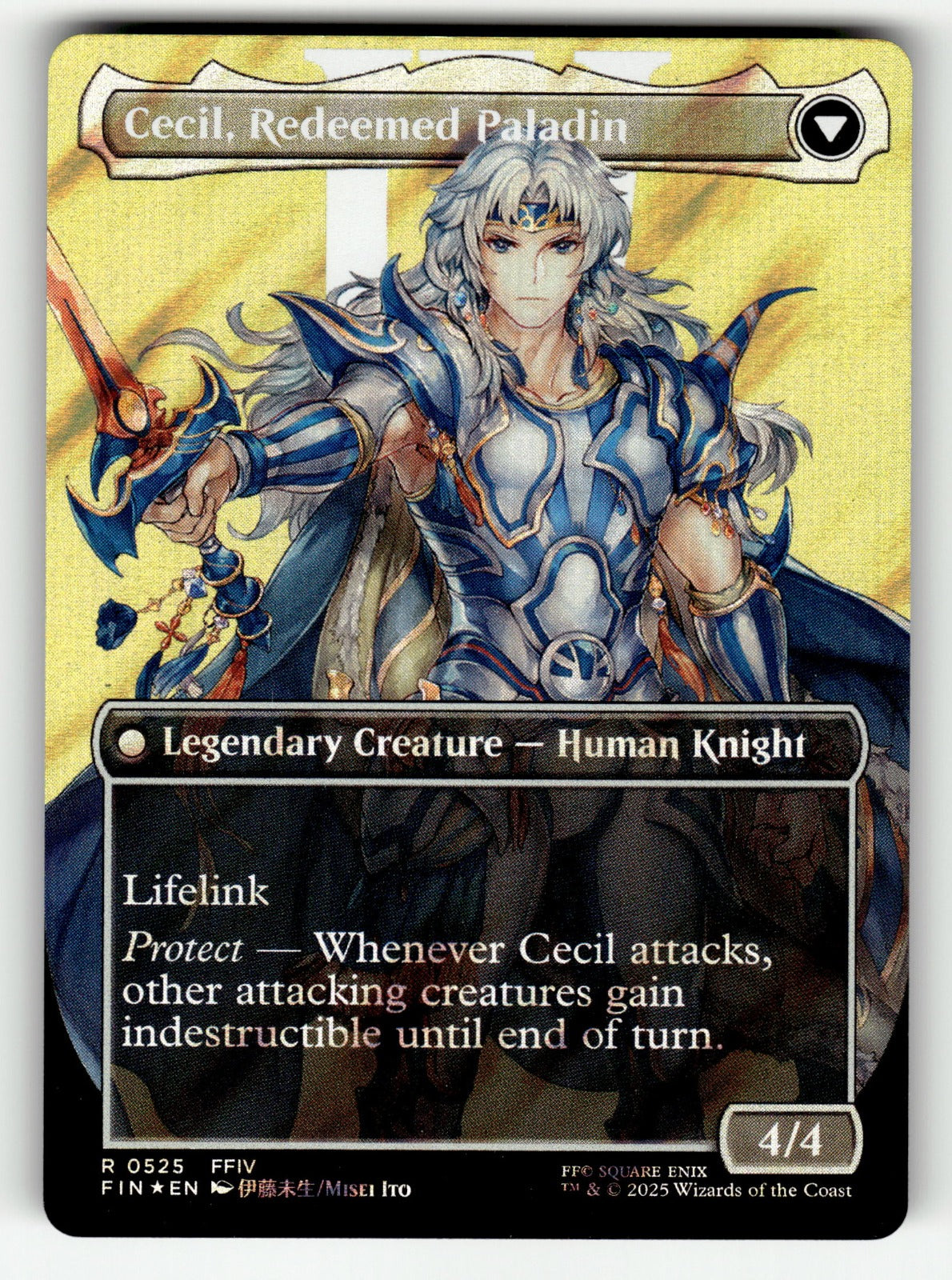 Cecil, Dark Knight (Borderless) (Surge Foil) – 525 FIN: FINAL FANTASY R Foil NM (Back)
