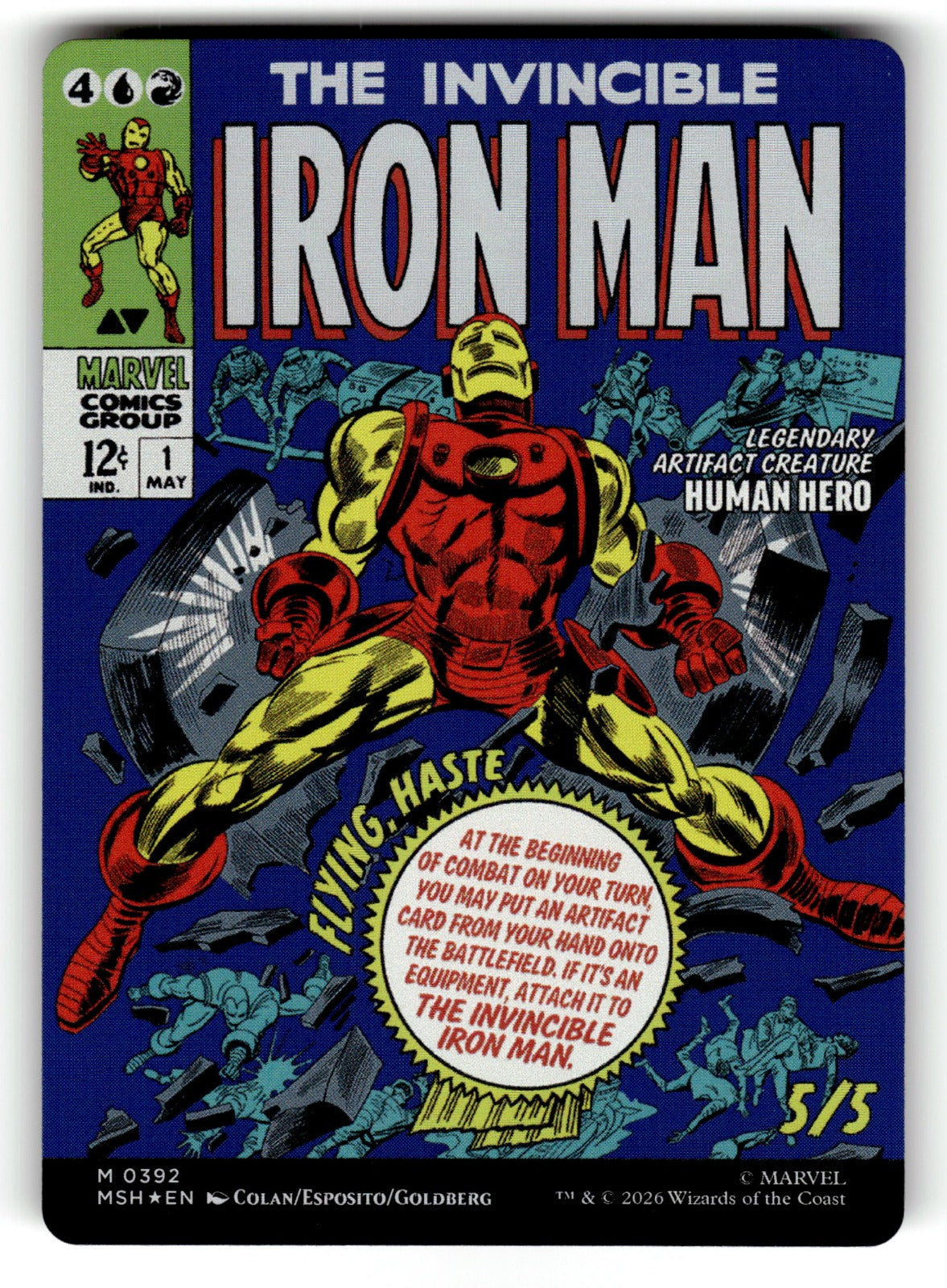 Tony Stark (Borderless) β 392 MSH: Marvel Super Heroes M Foil NM (Back)