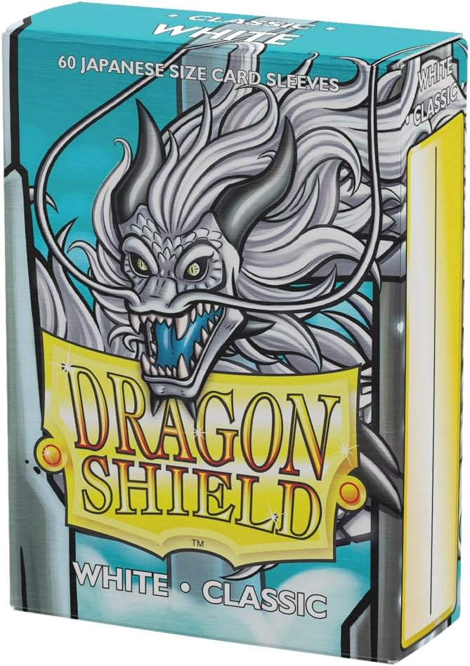Dragon Shield - Classic Sleeves - Japanese Size | 60 CT - Smooth & Tough Premium TCG Sleeves - Compatible with Yu-Gi-Oh, Naruto, Cardfight & Vanguard | White