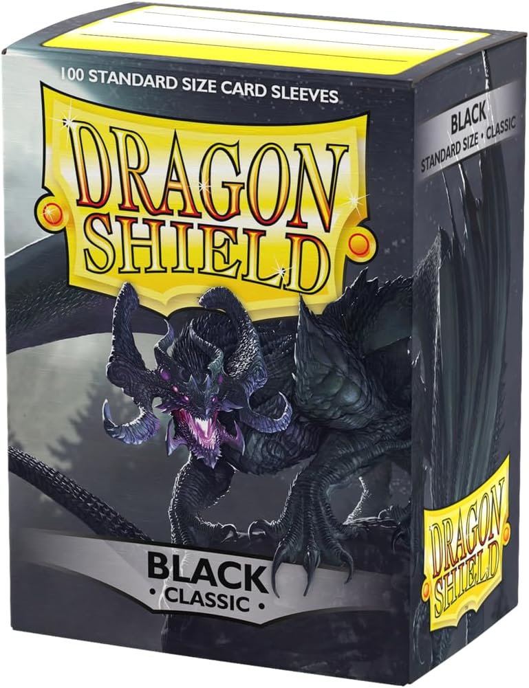 Dragon Shield | Standard Size Card Classic Sleeves | 100 CT - Smooth & Tough Premium TCG Sleeves - Compatible with Pokemon, Flesh & Blood, One Piece & Magic the Gathering | Black