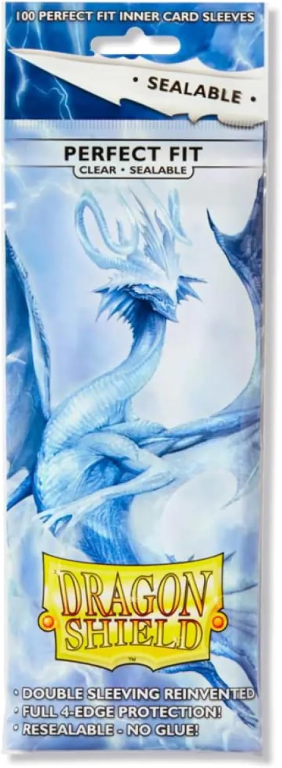 Dragon Shield Sealable Inner Card Sleeves Standard Size (100 CT) – PVC-Free Polypropylene Double-Sleeve Protection Compatible with Pokemon, Flesh & Blood, One Piece & Magic the Gathering – Clear