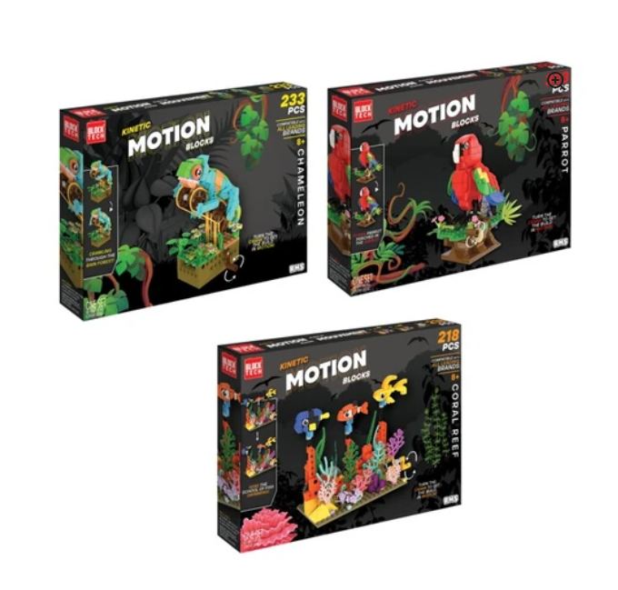 RMS Int'l Motion Blocks 3 Asst-Coral Reef/Parrot/Chameleon