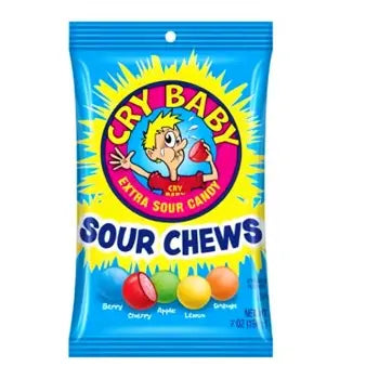 Cry Baby Sour Chews, Peg Bag, 7oz