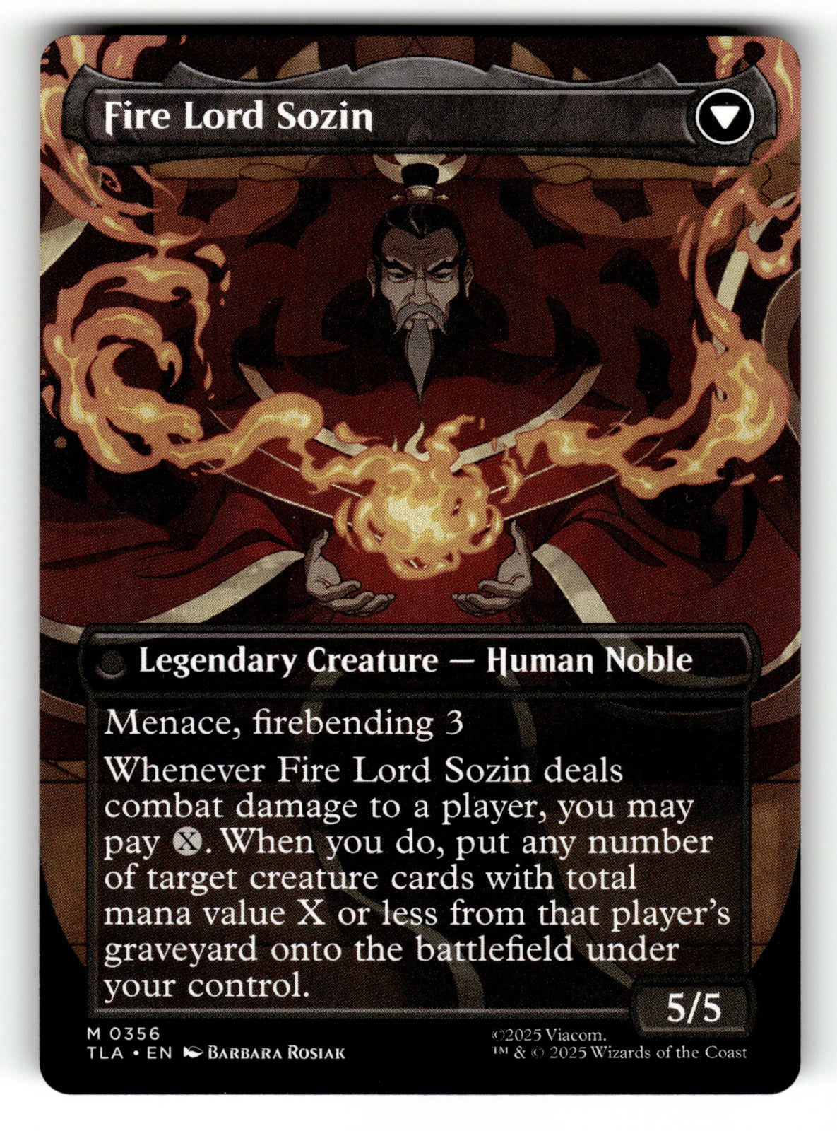 The Rise of Sozin (Borderless) – 356 TLA: Avatar: The Last Airbender M NM (Back)