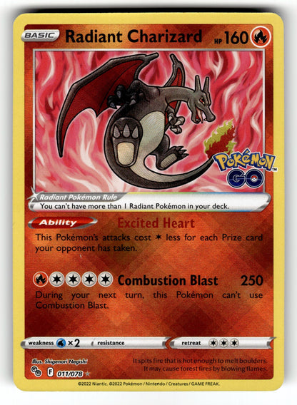 Radiant Charizard – 011/078 PGO: Pokemon GO Radiant Rare HoloNM