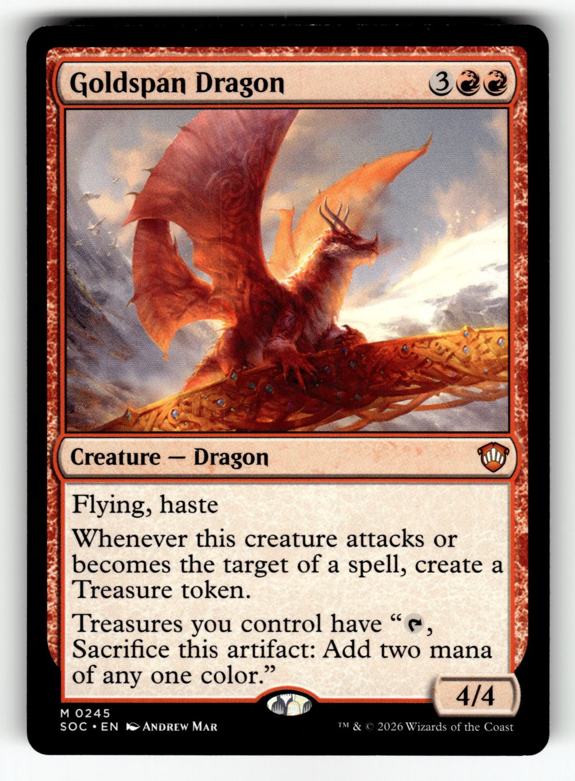Goldspan Dragon – 245 SOC: Commander: Secrets of Strixhaven M NM