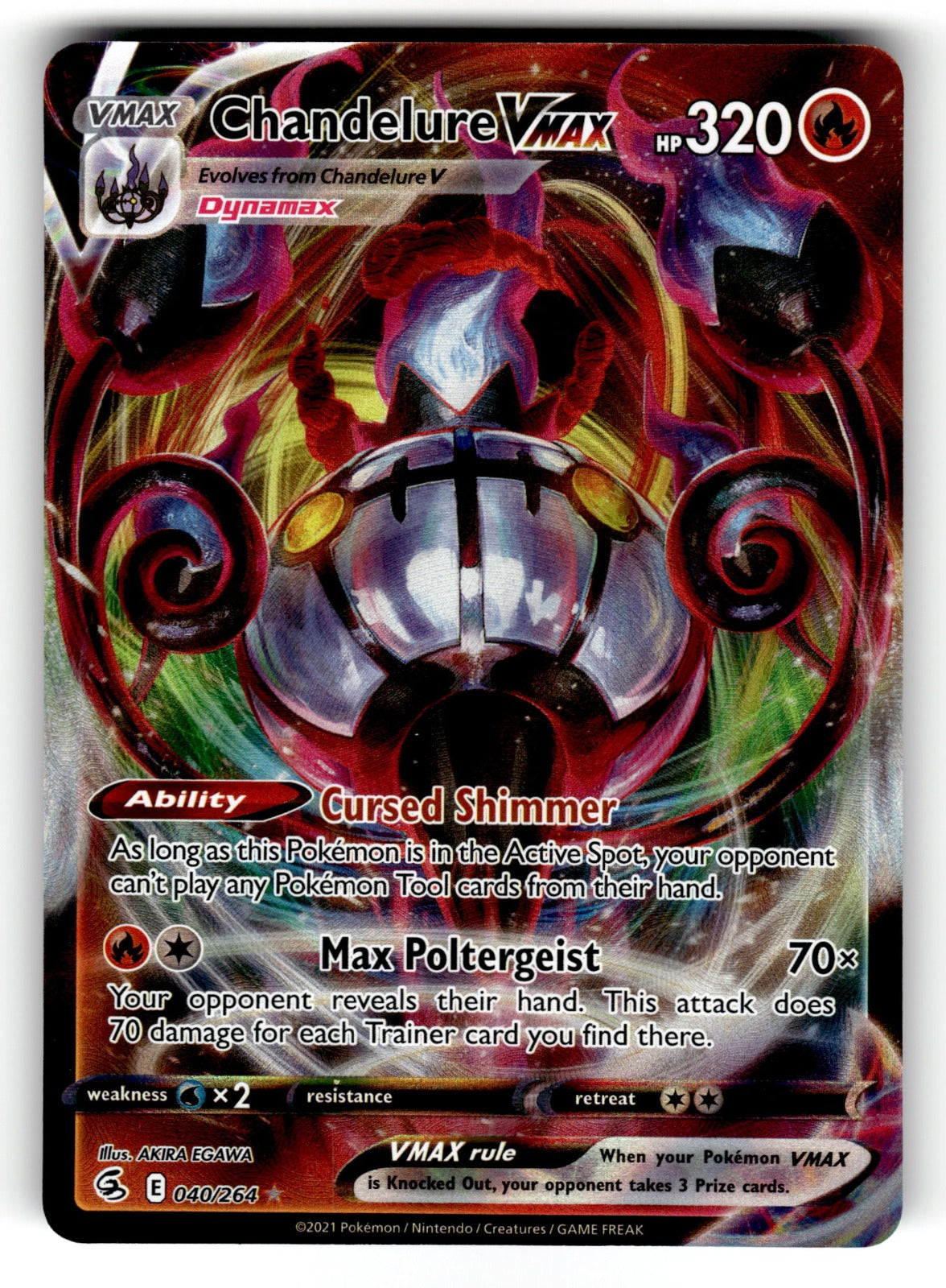 Chandelure VMAX – 040/264 SWSH08: SWSH08: Fusion Strike Ultra Rare Holo NM