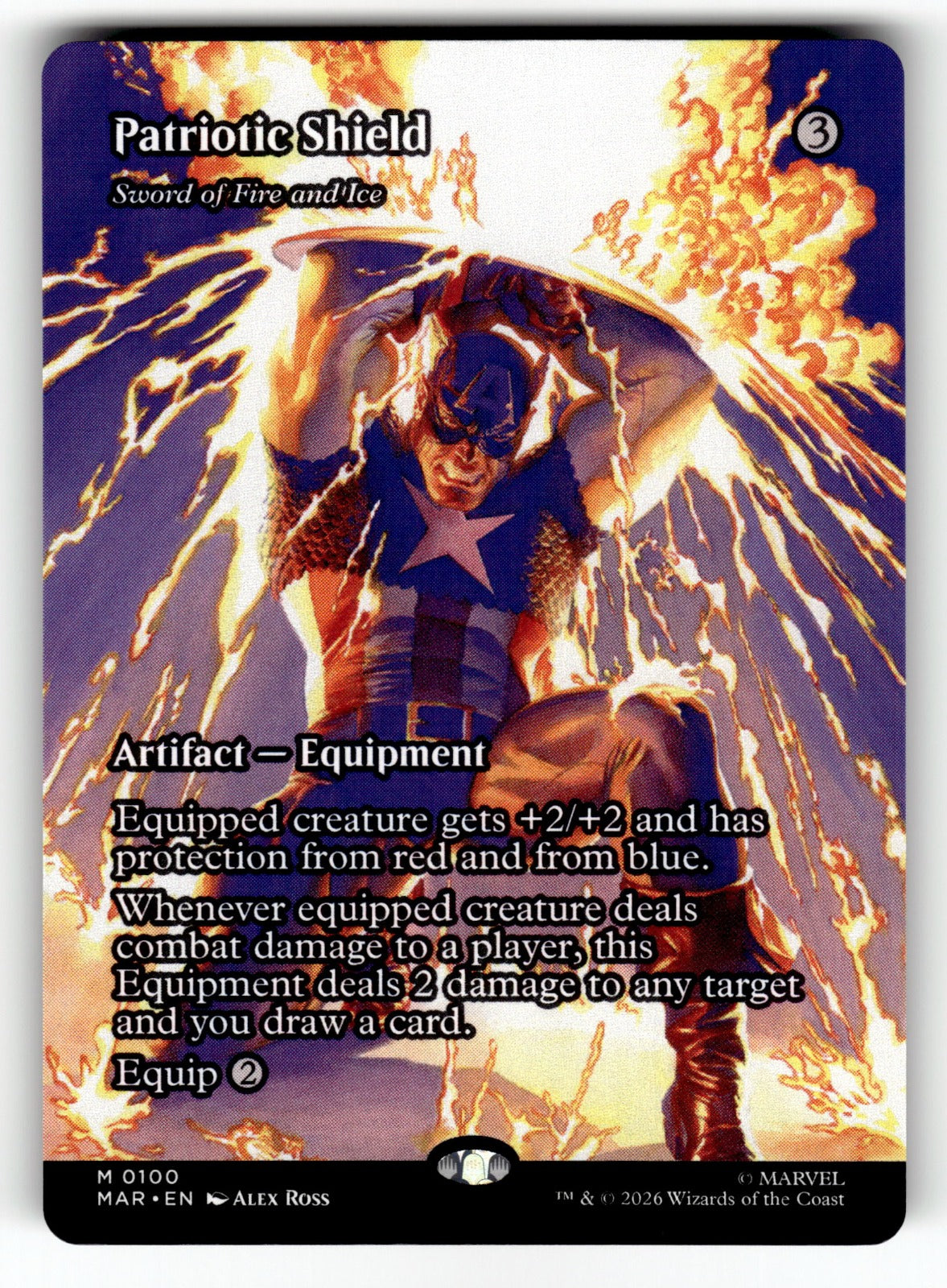 Patriotic Shield - Sword of Fire and Ice (Borderless) – 100 MAR: Marvel Universe Eternal-Legal M NM