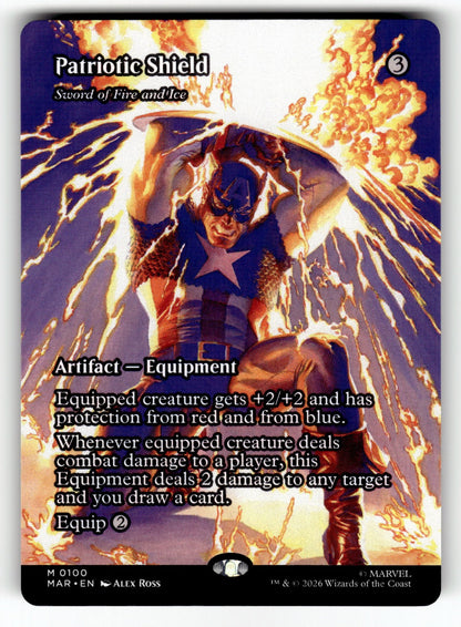 Patriotic Shield - Sword of Fire and Ice (Borderless) – 100 MAR: Marvel Universe Eternal-Legal M NM