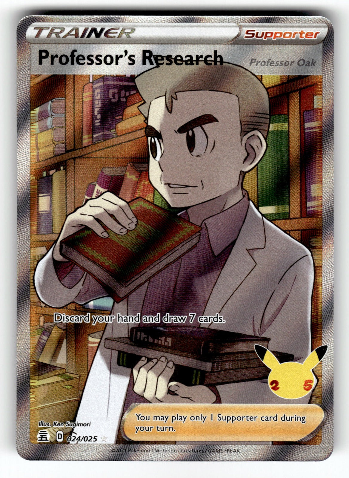 Professor's Research [Professor Oak] (Full Art) – 024/025 CLB: Celebrations Ultra Rare Holo NM