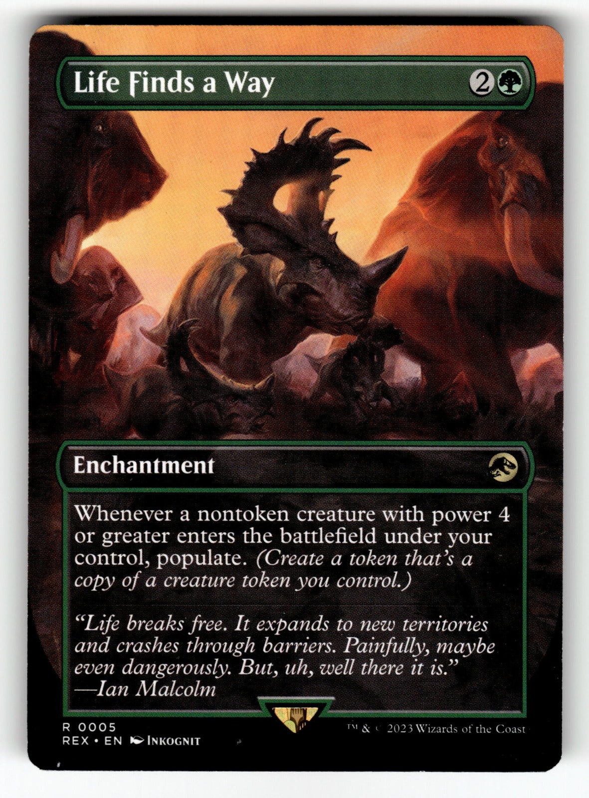 Life Finds a Way (Borderless) – 5 REX: Universes Beyond: Jurassic World Collection R NM