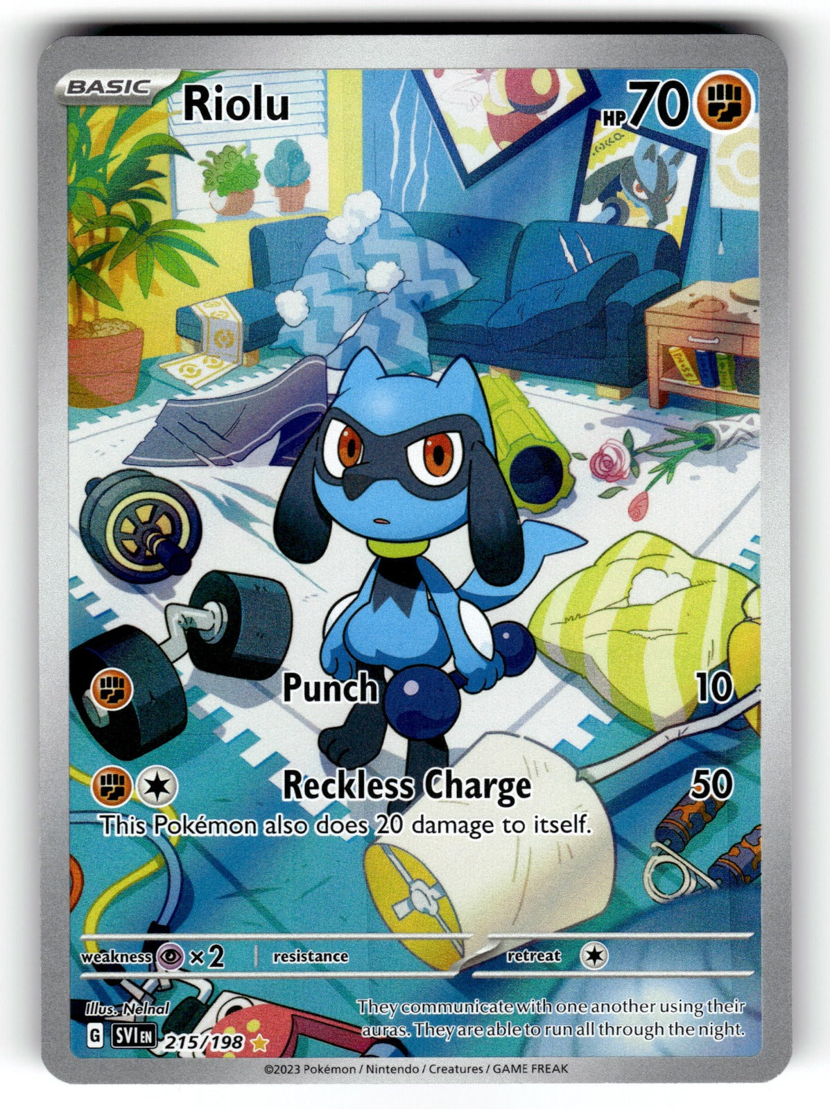 Riolu – 215/198 SVI: SV01: Scarlet & Violet Base Set Illustration Rare HoloNM