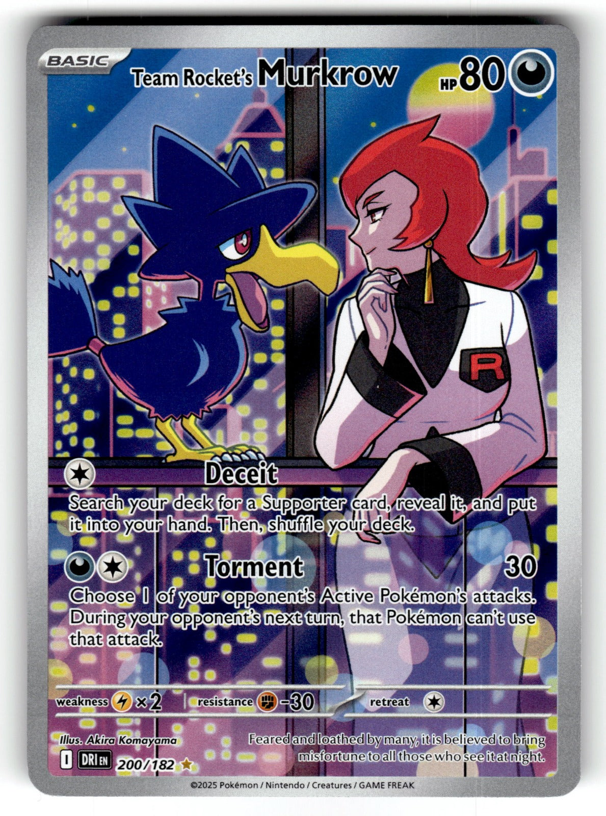 Team Rocket's Murkrow – 200/182 DRI: SV10: Destined Rivals Illustration Rare Holo NM