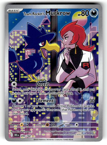 Team Rocket's Murkrow – 200/182 DRI: SV10: Destined Rivals Illustration Rare Holo NM