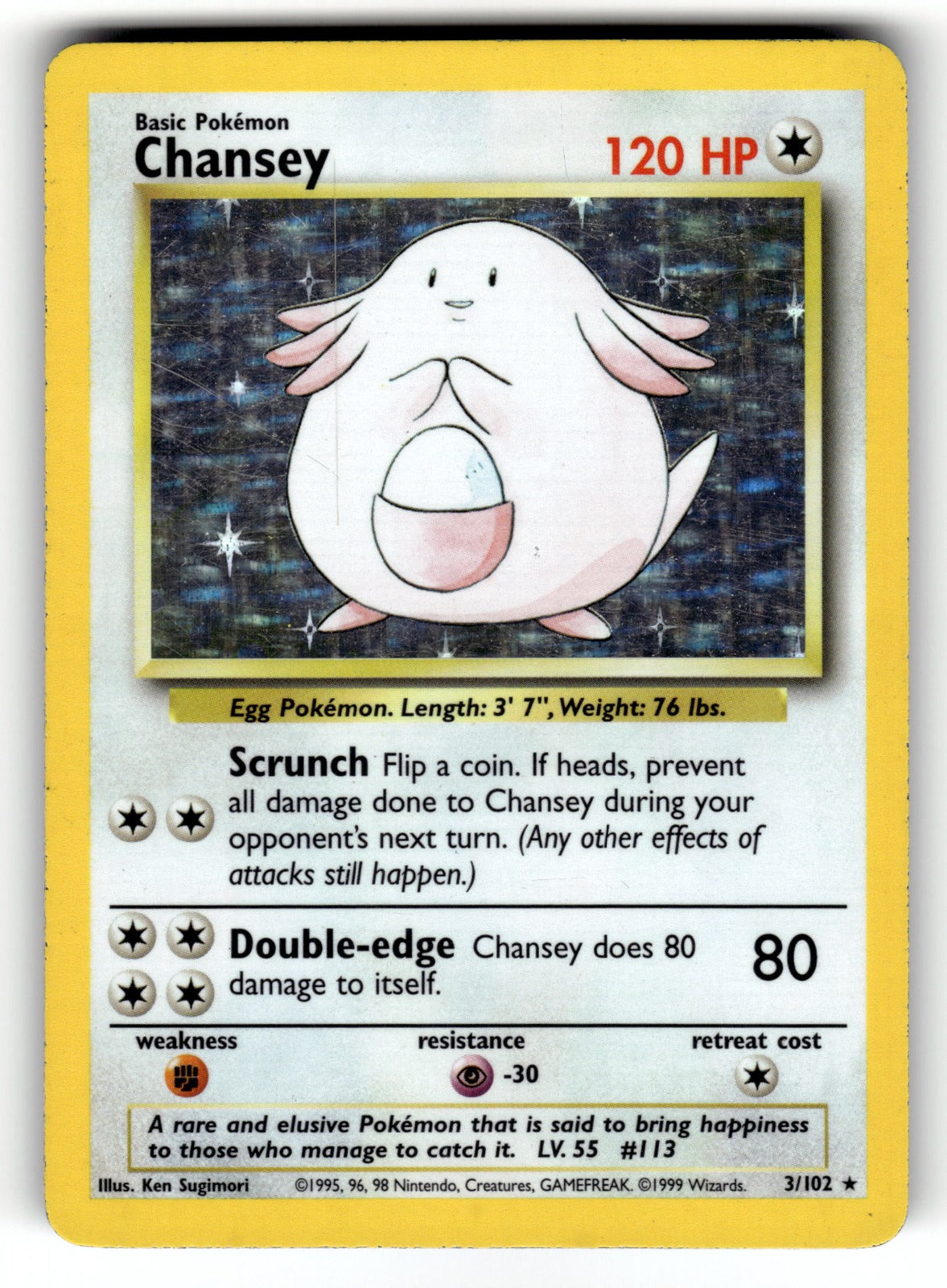 Chansey – 003/102 BS: Base Set Holo Rare MP