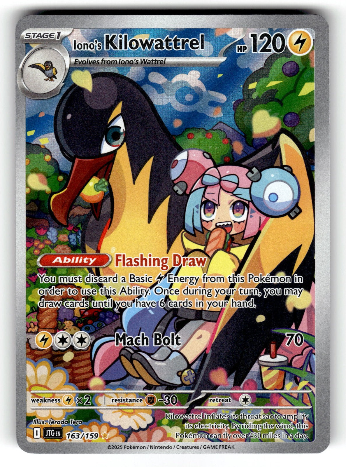 Iono's Kilowattrel – 163/159 JTG: SV09: Journey Together Illustration Rare HoloNM