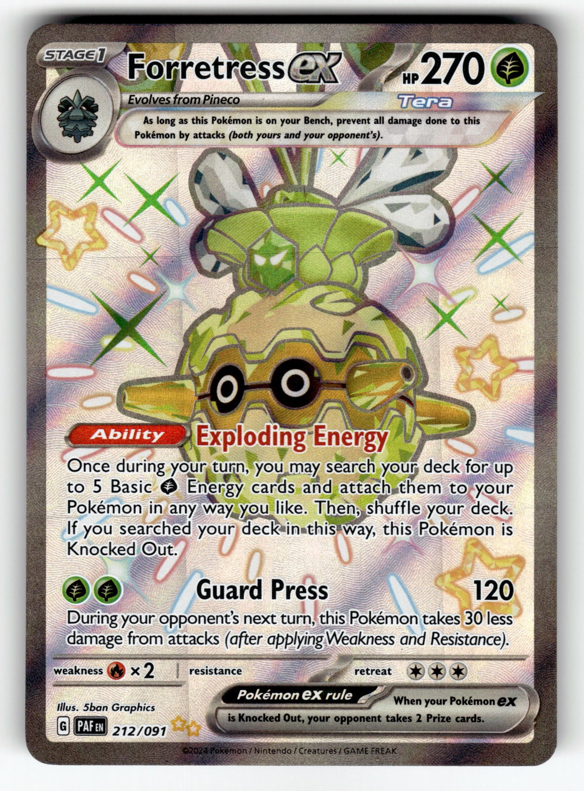 Forretress ex – 212/091 PAF: SV: Paldean Fates Shiny Ultra Rare HoloNM