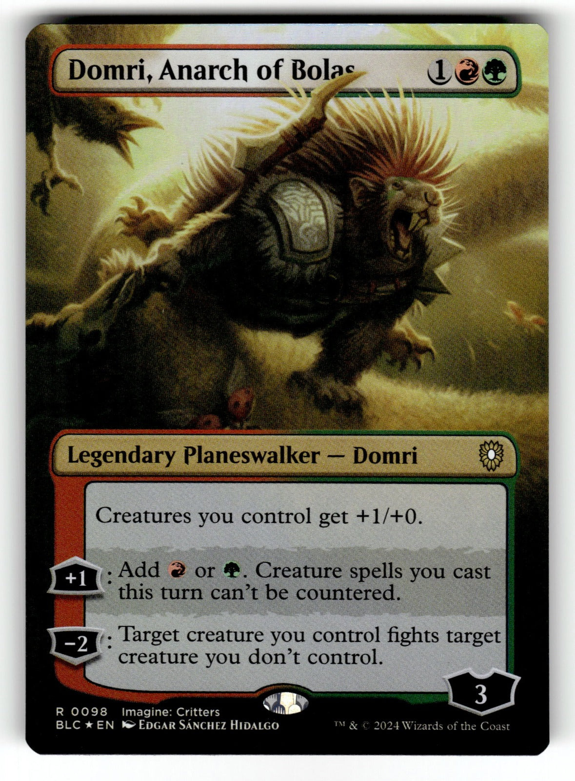 Domri, Anarch of Bolas (Borderless) – 98 BLC: Commander: Bloomburrow R Foil NM