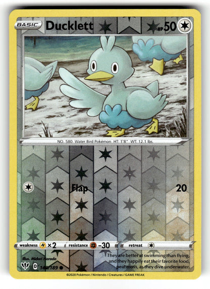 Ducklett – 148/189 SWSH03: SWSH03: Darkness Ablaze Common Reverse Holo NM