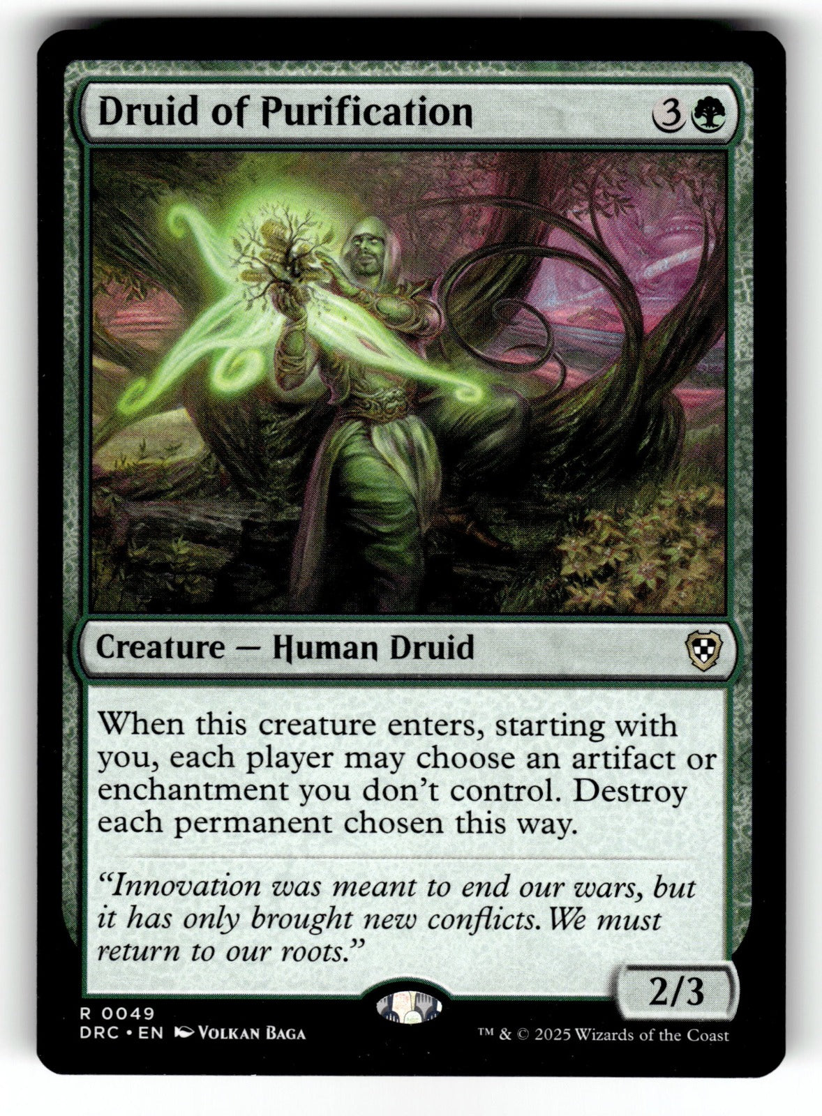 Druid of Purification – 49 DRC: Commander: Aetherdrift R NM
