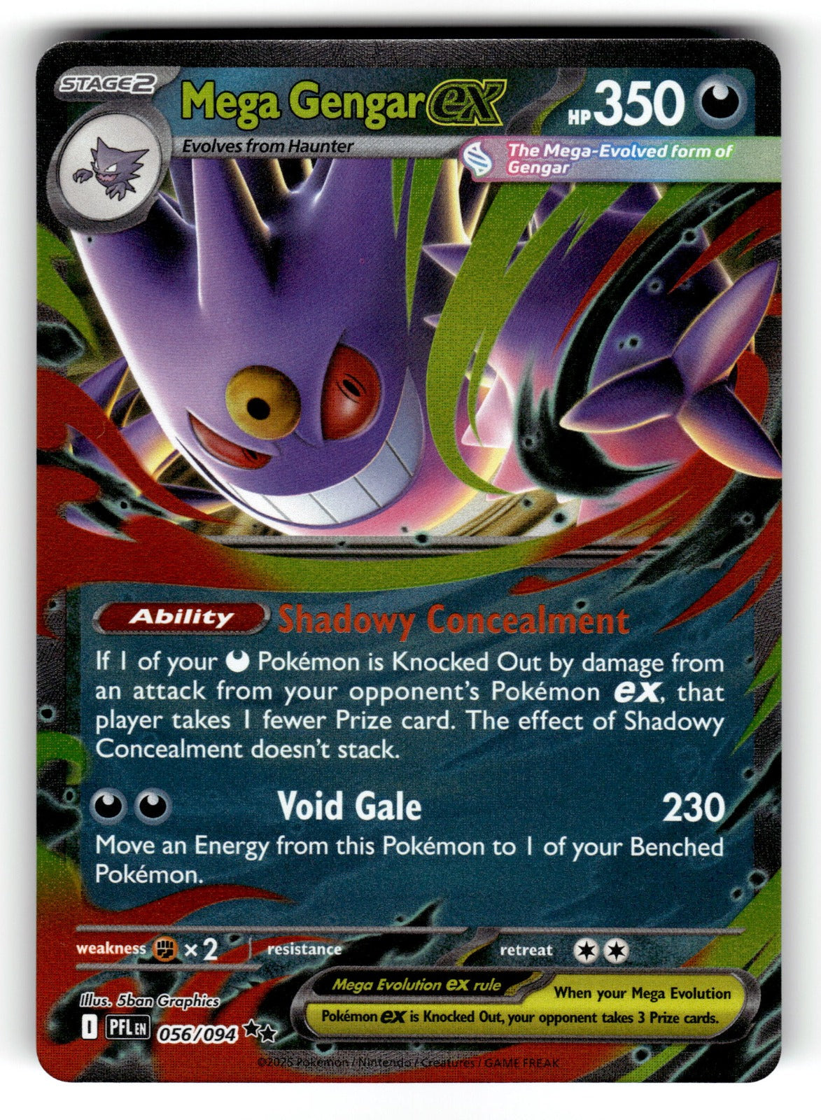 Mega Gengar ex – 056/094 PFL: ME02: Phantasmal Flames Double Rare Holo NM