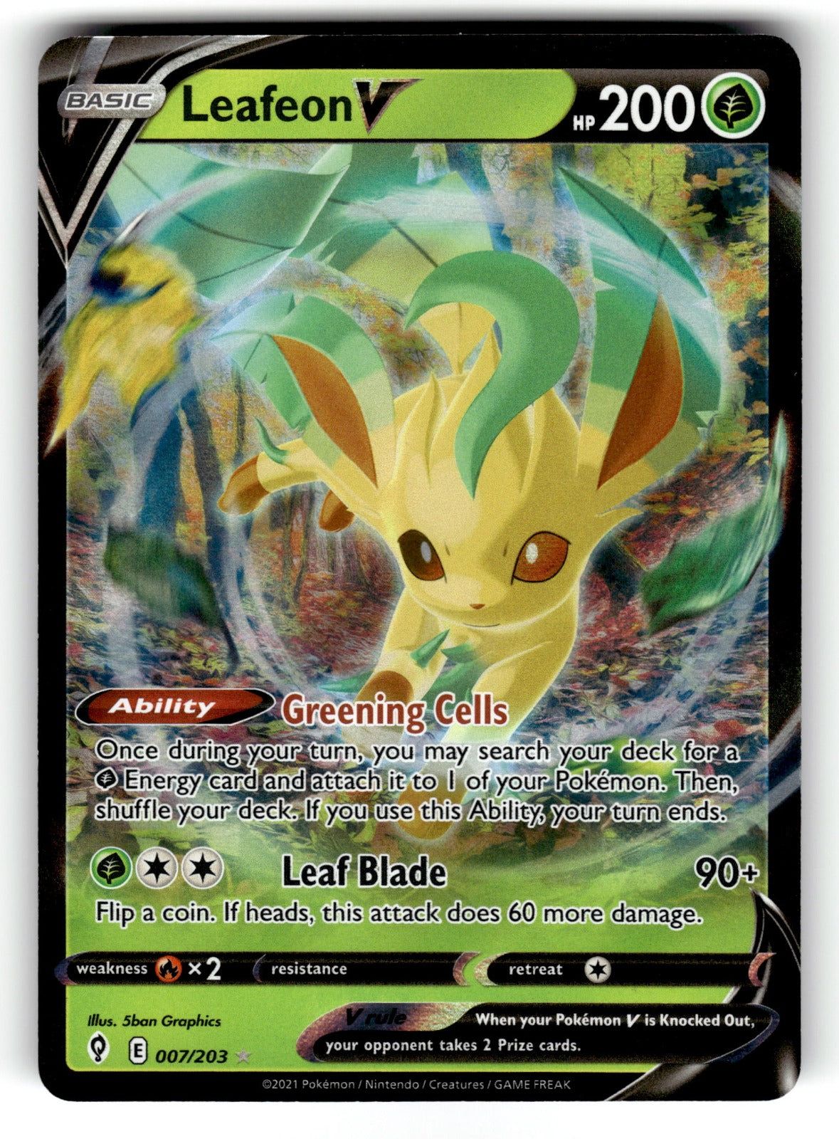 Leafeon V – 007/203 SWSH07: SWSH07: Evolving Skies Ultra Rare Holo NM