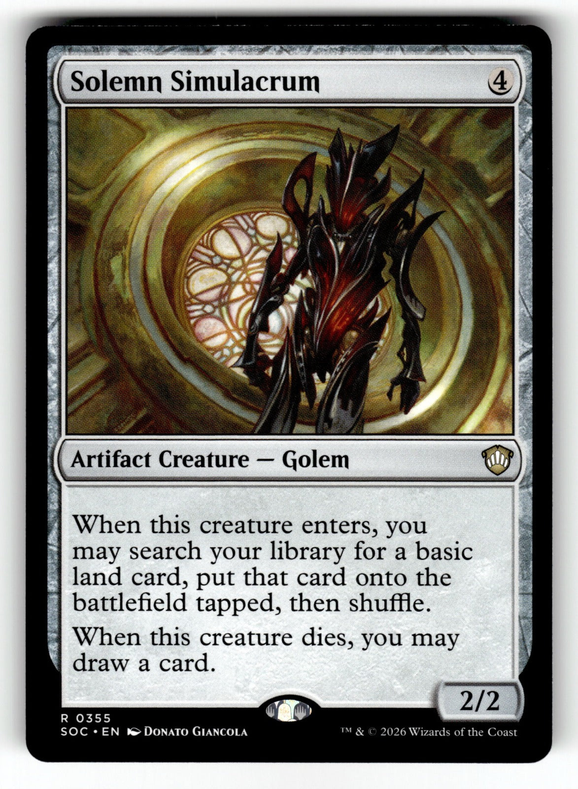 Solemn Simulacrum – 355 SOC: Commander: Secrets of Strixhaven R NM