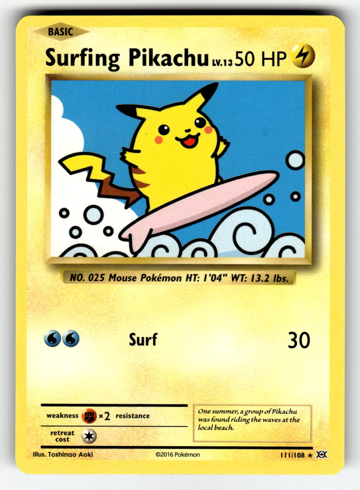 Surfing Pikachu – 111/108 EVO: XY - Evolutions Secret Rare LP