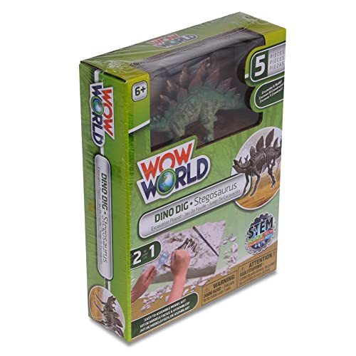 WowWorld: Dino Dig - Stegosaurus - All-in-One Dinosaur Skeleton Excavation Kit Tools & Construction Figurine Educational Science Toy Kids Ages 6+