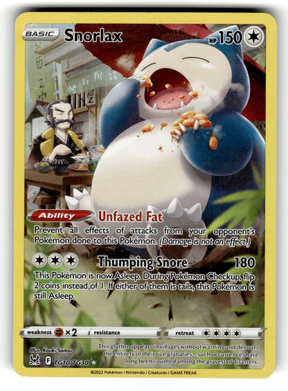 Snorlax – TG10/TG30 SWSH11: TG: SWSH11: Lost Origin Trainer Gallery Ultra Rare Holo NM