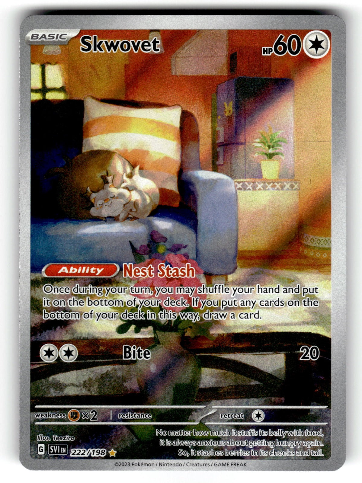 Skwovet – 222/198 SVI: SV01: Scarlet & Violet Base Set Illustration Rare HoloNM