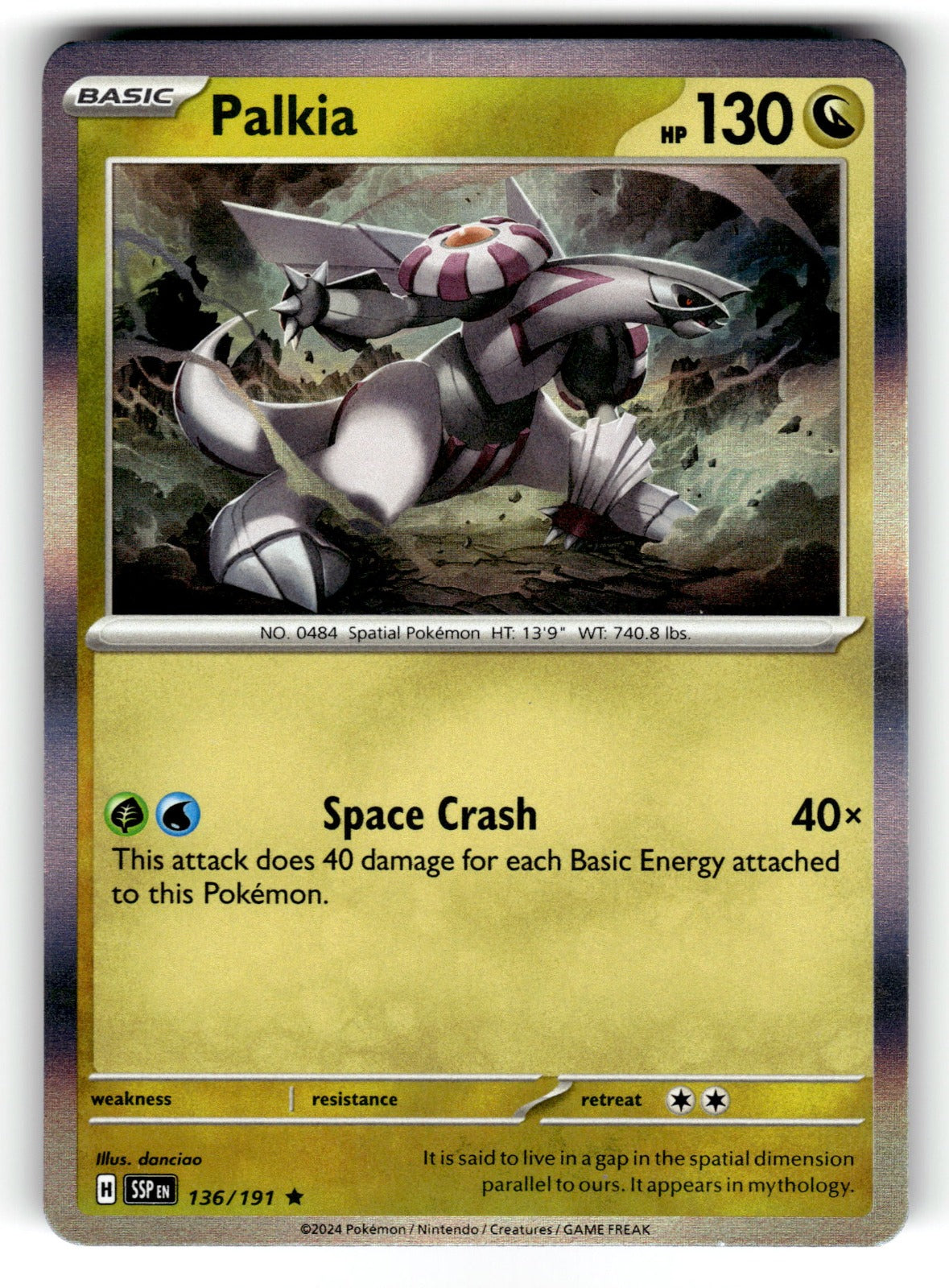 Palkia – 136/191 SSP: SV08: Surging Sparks Rare Holo NM