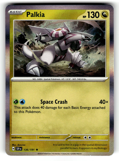 Palkia – 136/191 SSP: SV08: Surging Sparks Rare Holo NM