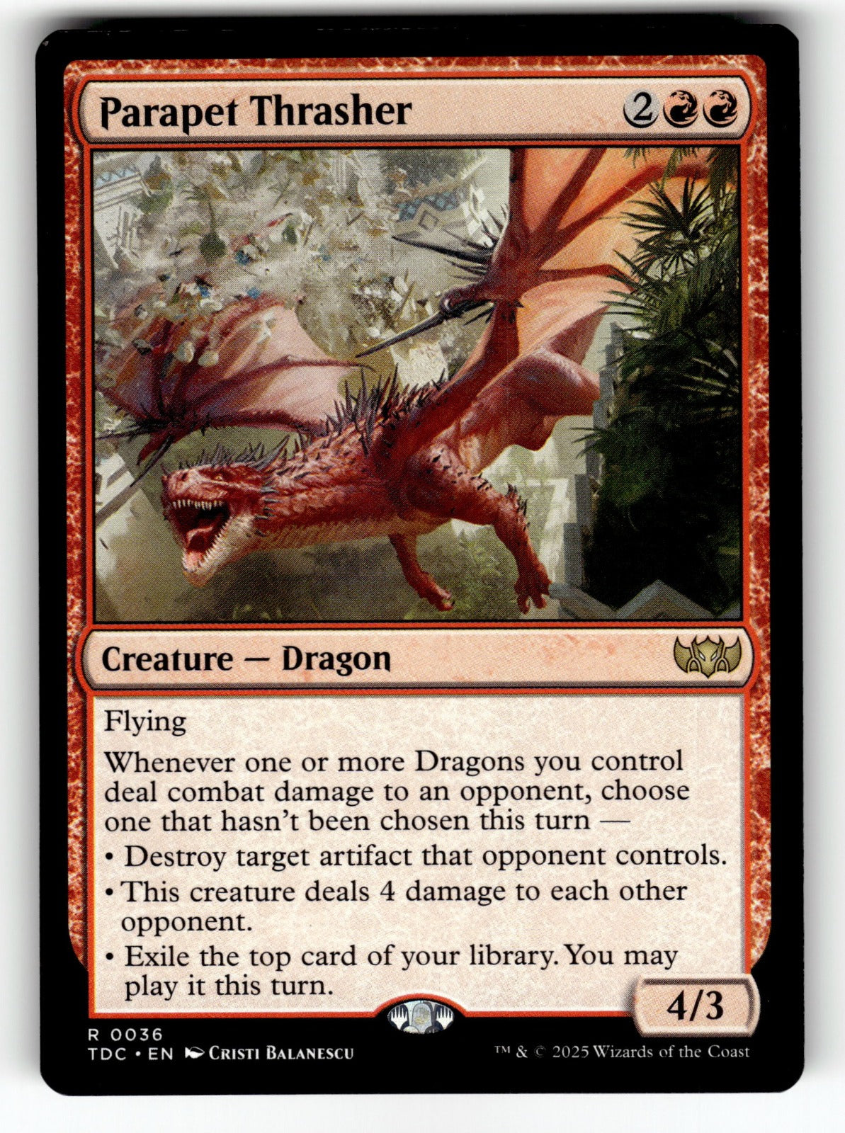 Parapet Thrasher – 36 TDC: Commander: Tarkir: Dragonstorm R NM