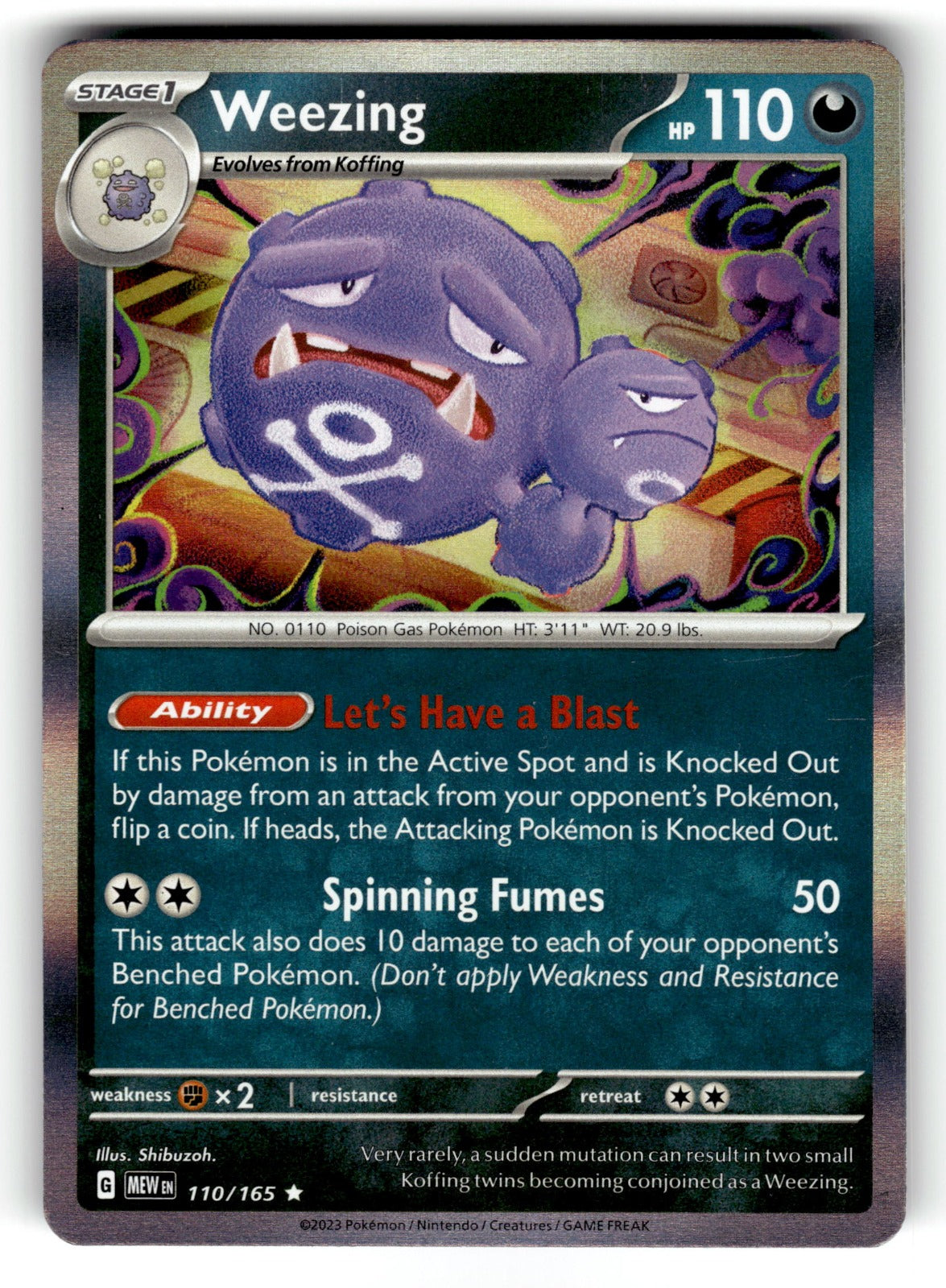 Weezing – 110/165 MEW: SV: Scarlet & Violet 151 Rare Holo NM