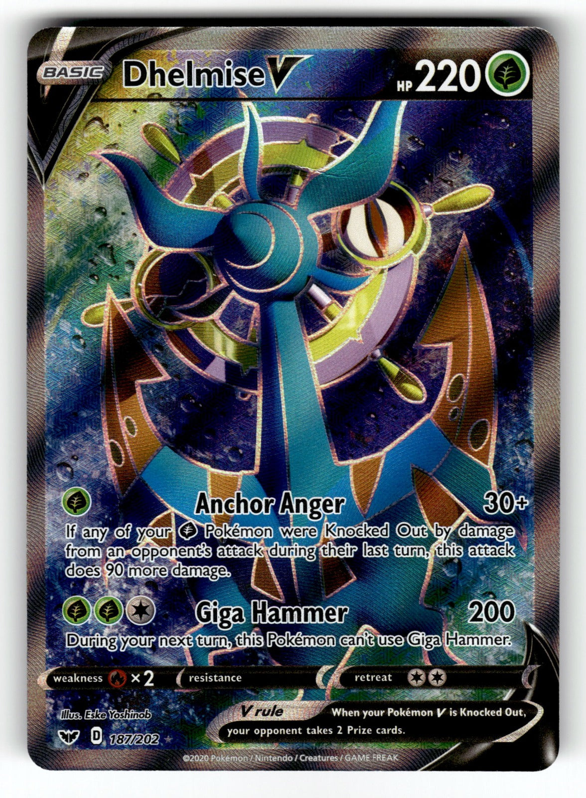 Dhelmise V (Full Art) – 187/202 SWSH01: SWSH01: Sword & Shield Base Set Ultra Rare Holo NM