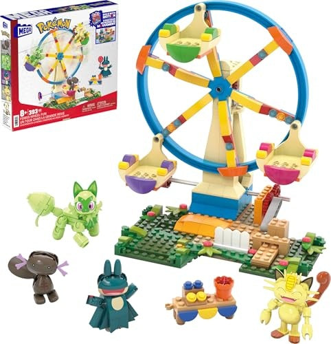 Mega Pokémon Ferris Wheel Fun Building Toy Kit, with 4 Action Figures (393 Pieces) for Kids
