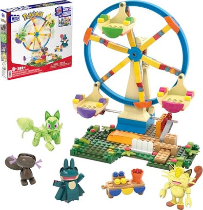 Mega Pokémon Ferris Wheel Fun Building Toy Kit, with 4 Action Figures (393 Pieces) for Kids
