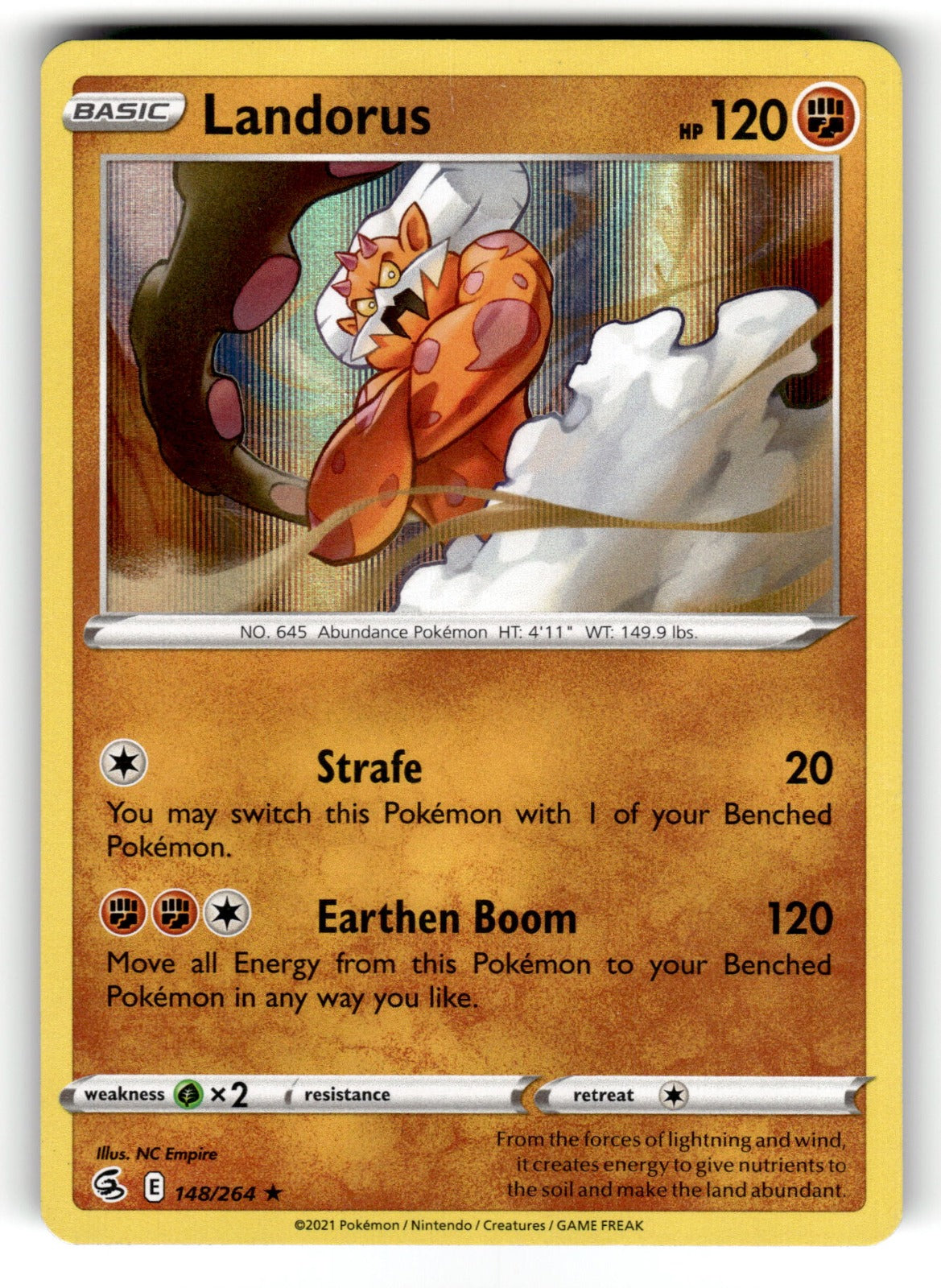 Landorus – 148/264 SWSH08: SWSH08: Fusion Strike Holo Rare NM