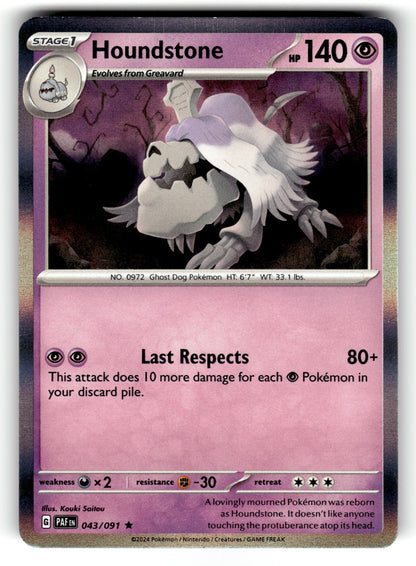 Houndstone – 043/091 PAF: SV: Paldean Fates Rare Holo LP