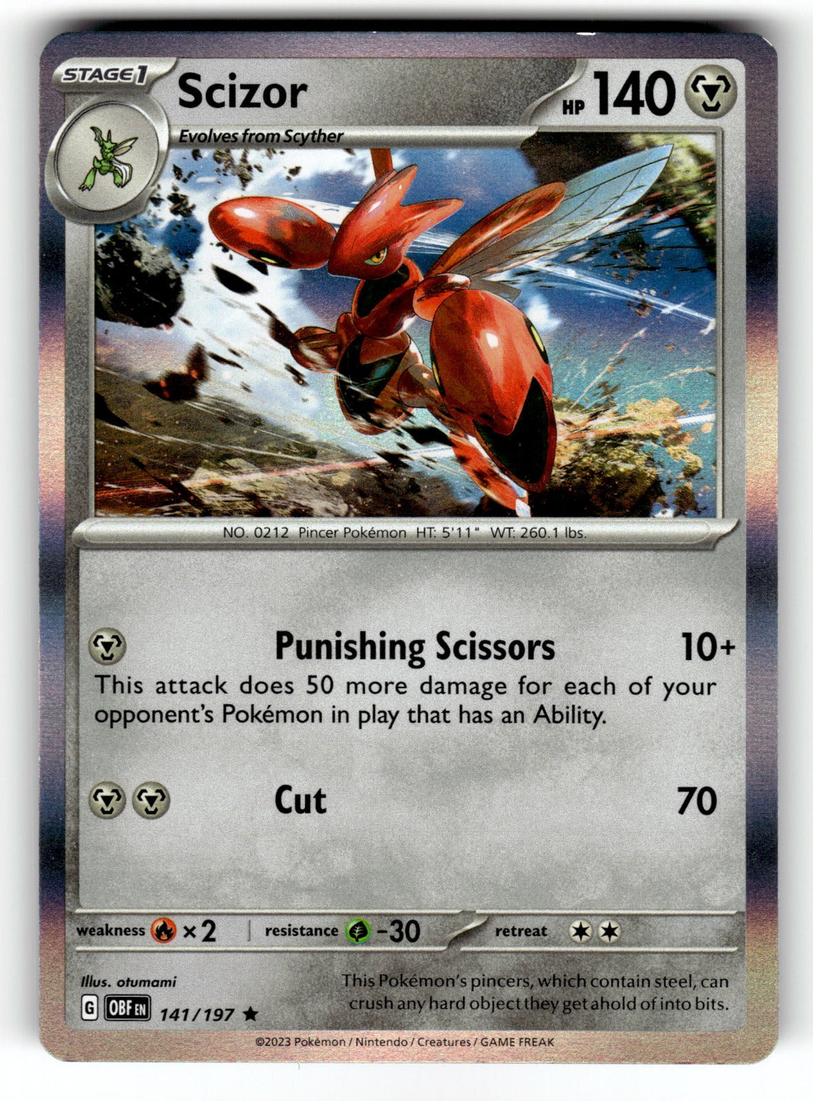 Scizor – 141/197 OBF: SV03: Obsidian Flames Rare Holo NM