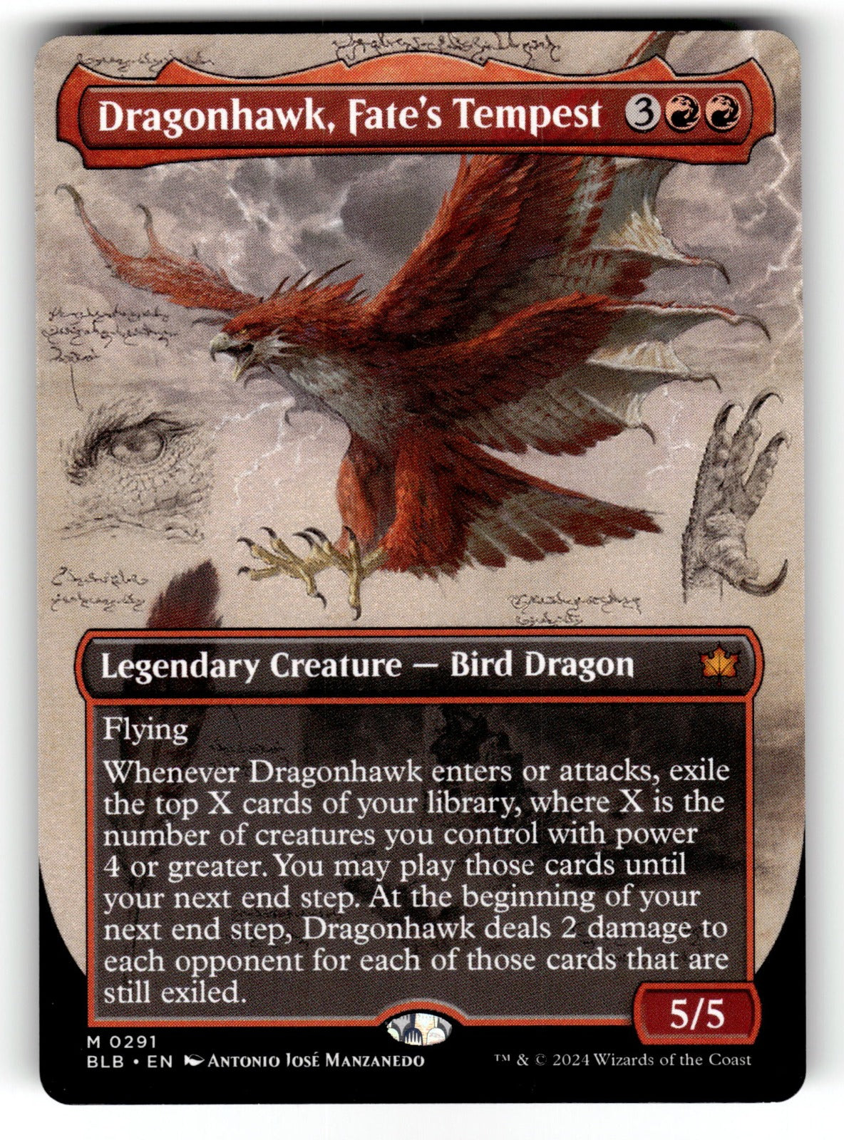 Dragonhawk, Fate's Tempest (Borderless) – 291 BLB: Bloomburrow M NM