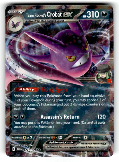 Team Rocket's Crobat ex – 122/182 DRI: SV10: Destined Rivals Double Rare HoloNM