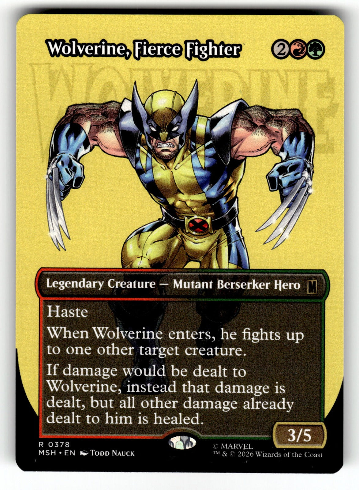 Wolverine, Fierce Fighter (Borderless) – 378 MSH: Marvel Super Heroes R NM
