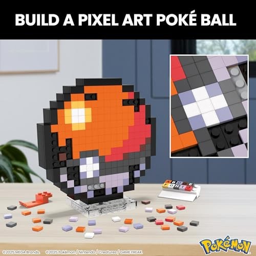 Mega Bloks - Pokemon Classic Poke Ball Pixel Art 342 Piece Building Toy Set
