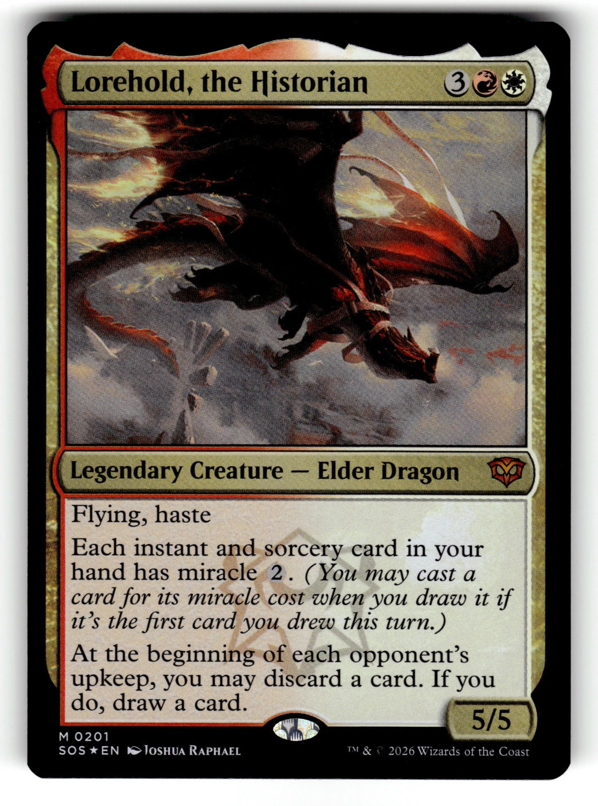 Lorehold, the Historian – 201 SOS: Secrets of Strixhaven M Foil NM
