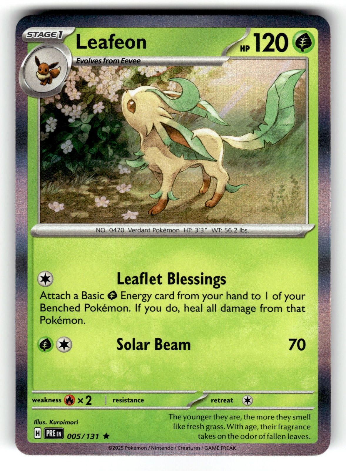 Leafeon – 005/131 PRE: SV: Prismatic Evolutions Rare Holo NM