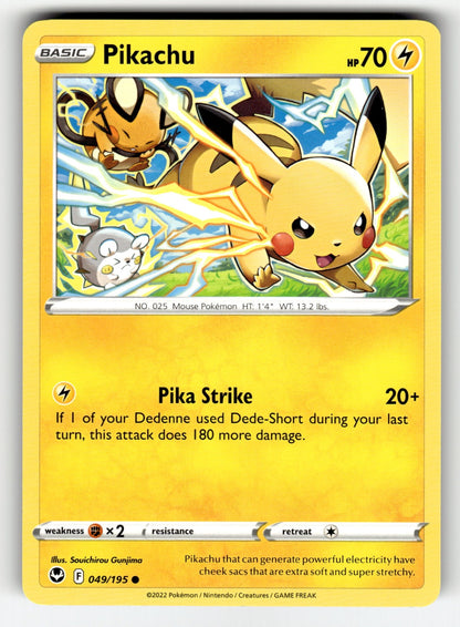 Pikachu – 049/195 SWSH12: SWSH12: Silver Tempest Common NM