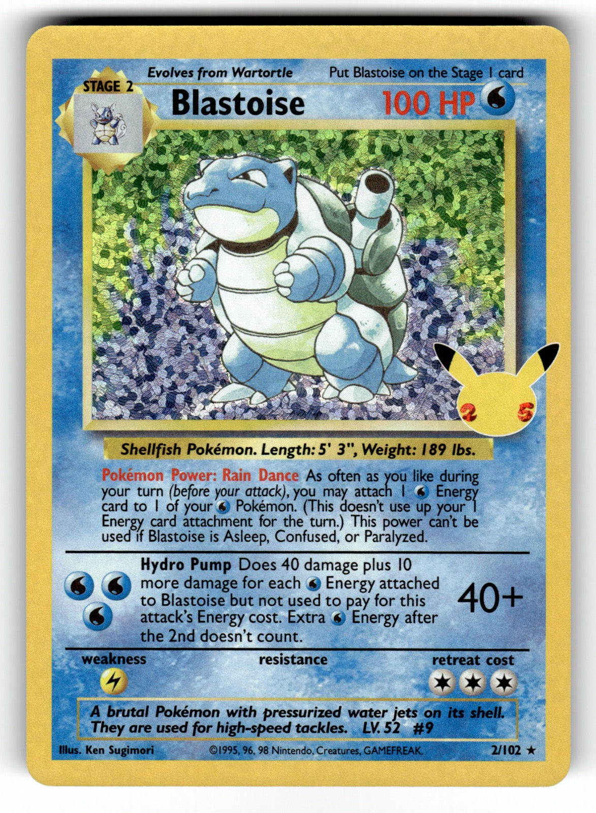 Blastoise – 2/102 CCC: Celebrations: Classic Collection Classic Collection Holo NM